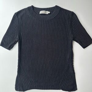 Zimmermann Black Ribbed Viscose Short Sleeve Top